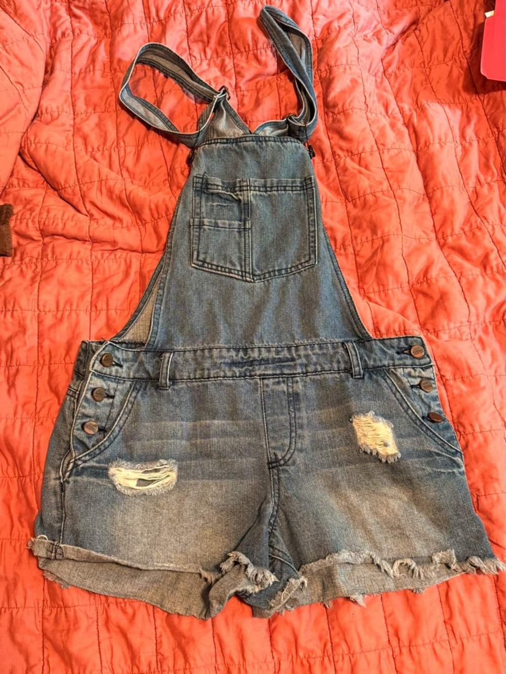 Ci Sono Blue Denim Overalls Shorts